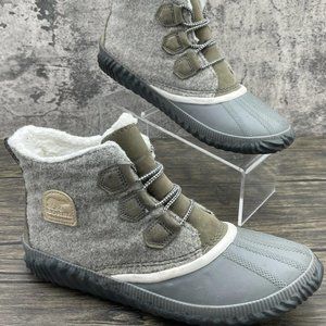 Sorel Out N About Plus Felt Lace Up Waterproof Duck Boots Women’s Gray 7.5